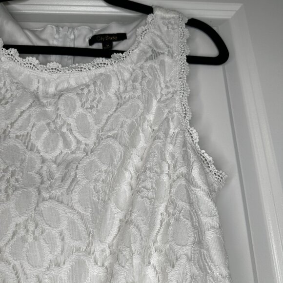 CITY STUDIO | Lace Fit & Flare Sleeveless Dress | White | Size: 11 - Picture 6 of 13
